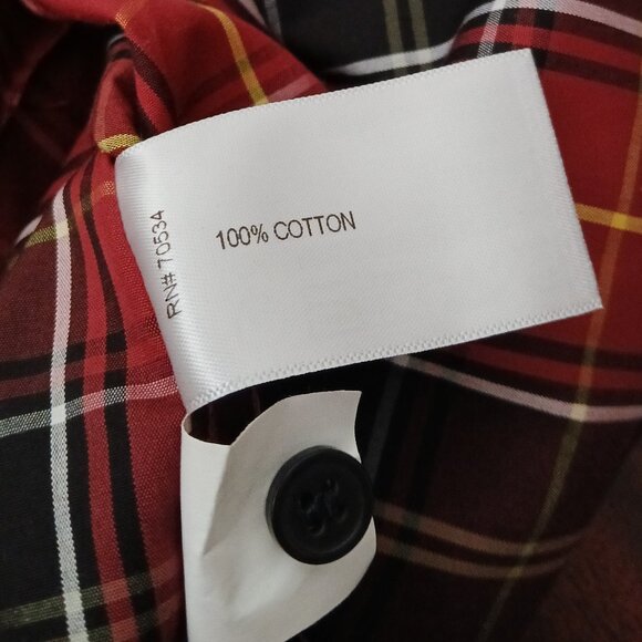 Orvis Top Size 14 Red Plaid Cotton Button Front Long Sleeve - Picture 10 of 10